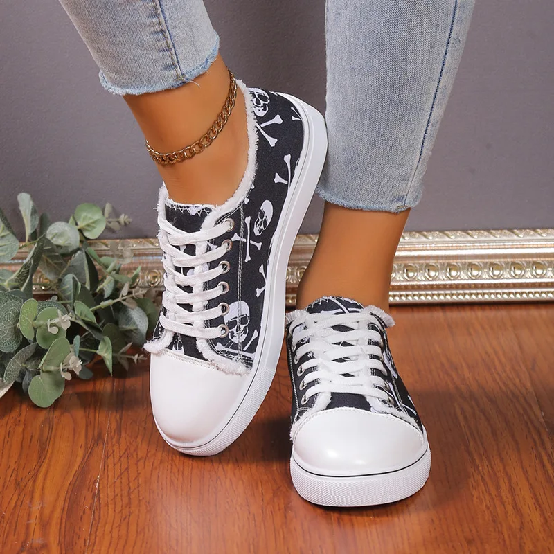 Flat Shoes, Fashionable New Lace Up Casual Shoes, Large Women's Shoes, Anti Slip Canvas Shoes Platform Shoes Sneakers