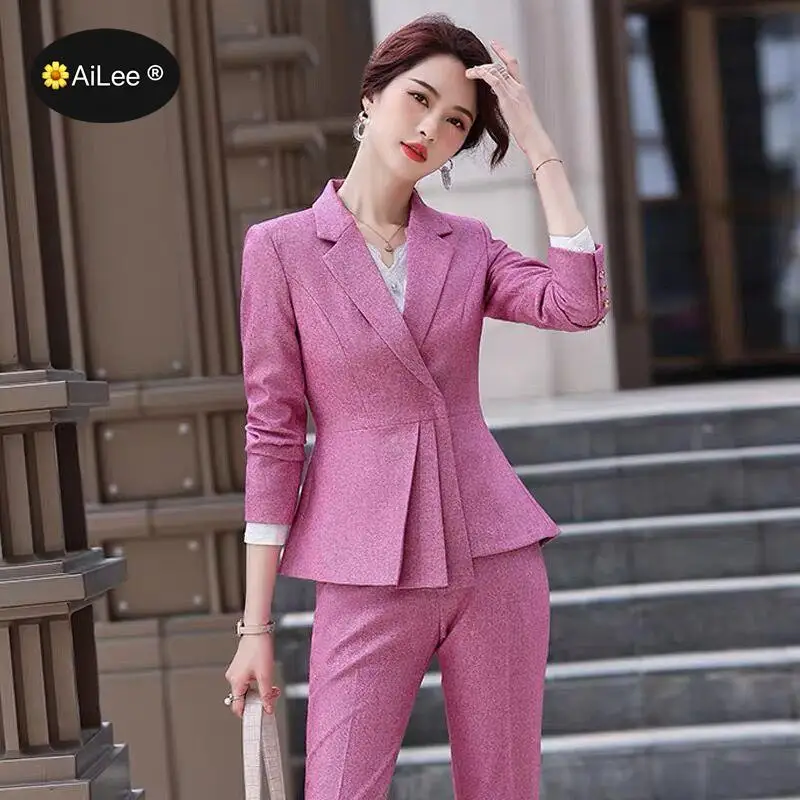 Designer Women Winter Autumn Blazers Slim Coats Work Office Notched Female Elegant Street Fashion Coat Jackets Formal Outerwear