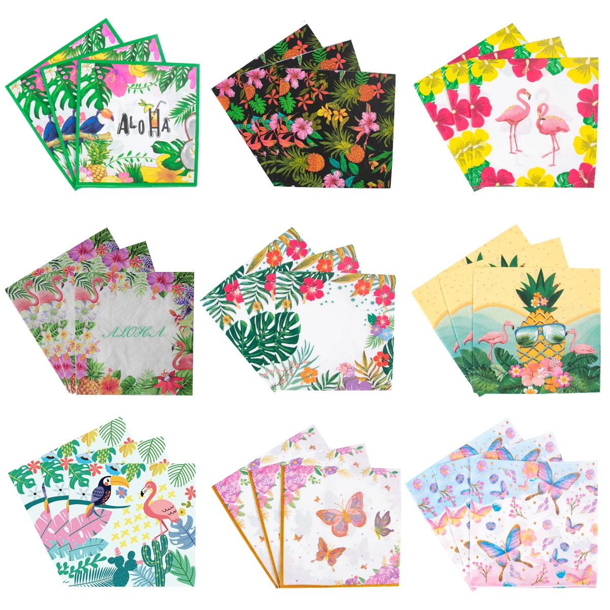 Гавайская лампа дневного света, тропический фламинго, Пальмовые Листья, Алоха, салфетки одноразовые для украшения дня рождения, свадьбы, летней вечеринки