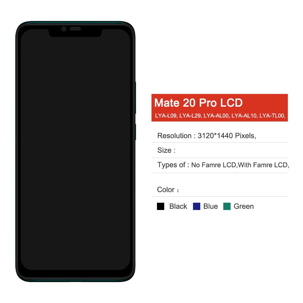 100% Tested For Huawei Mate 20 Pro LCD Display, LYA-L09,L29,AL00
