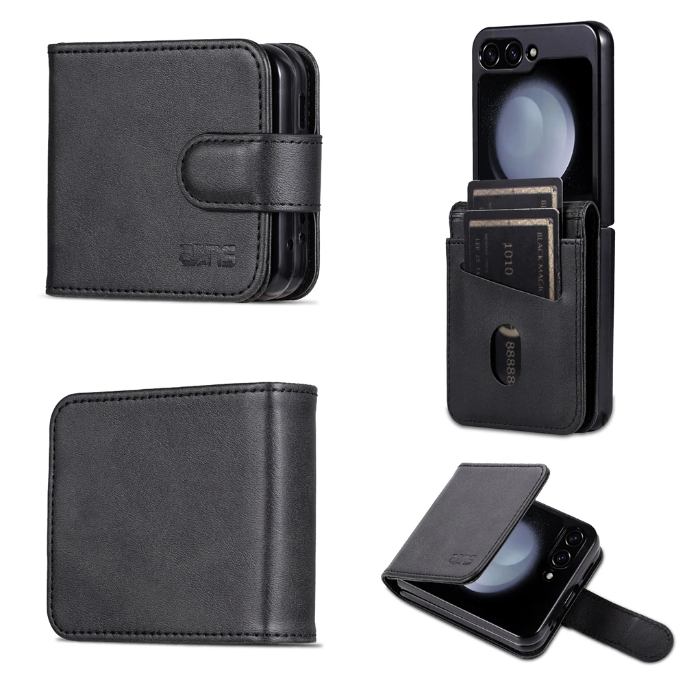 Leather Flip Wallet Case with Kickstand and Card Pockets - Anti-Fall Protection Phone Cover
