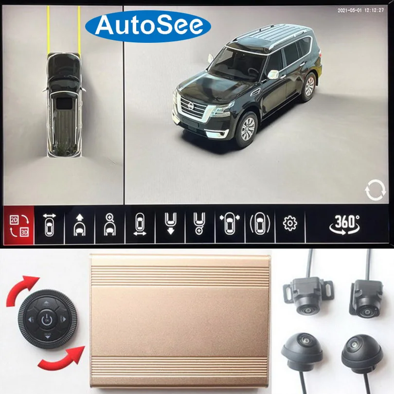 

2013 for Nissan Patrol 360 degree cameras Birds eye 3D panoramic view front back side mirror cam surround backup reverse 4K dash