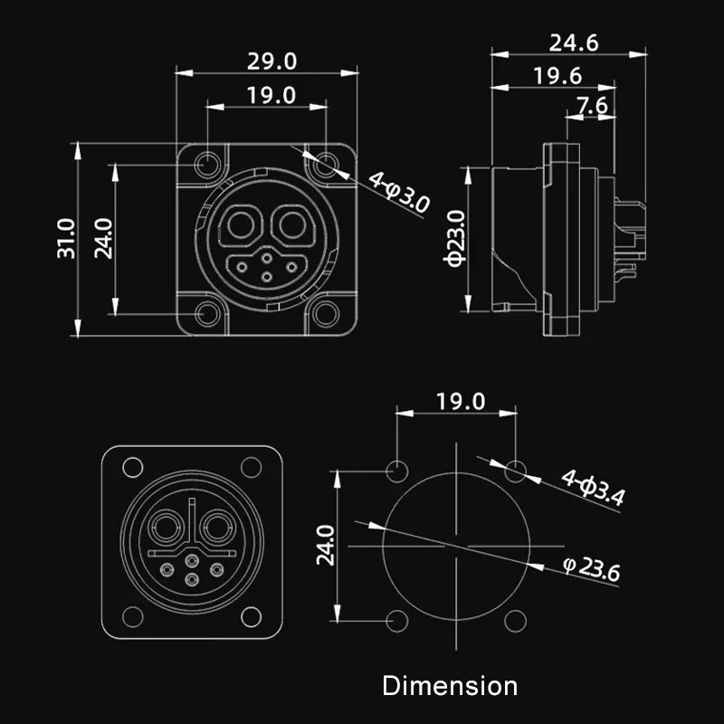 Rechargeable Aviation Plug Electric Motorcycle Battery Waterproof Connector, 6-Pin Male/Female