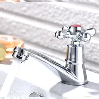 Bathroom Faucet Zinc Alloy Wash Basin Faucet Quick Open Single Cold Water Tap Cross Handle Toilet Corrosion Resistance Sink Tap 1