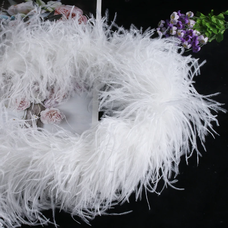 

8 Layers 2 Meters Fluffy Ostrich Feather Boa Skirt Costumes Trim For Party Shawl Craft White Feather Boa in Wedding Decorations