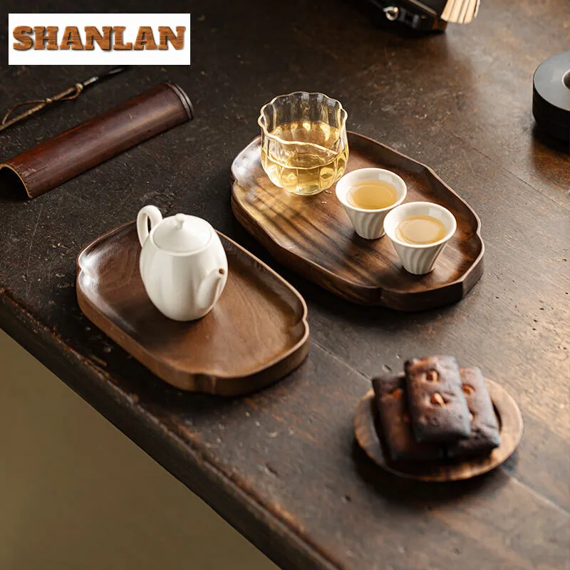 Chinese Walnut Tray Fruit Tray Solid Wood Tea Board Household