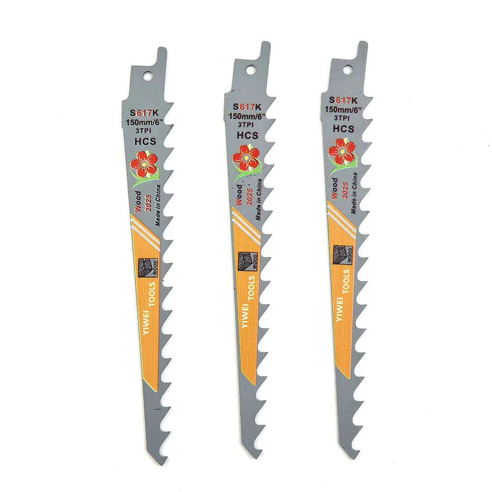 Reciprocating Saw Blades 3pcs 150mm 3 TPI HCS Multi For Wood Metal PVC Tube Cutting Tools