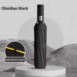 VIVO 24 - Bone Fully Automatic Folding Umbrella with SPF50+ UV and Wind Protection - Full - fiber (Obsidian black)