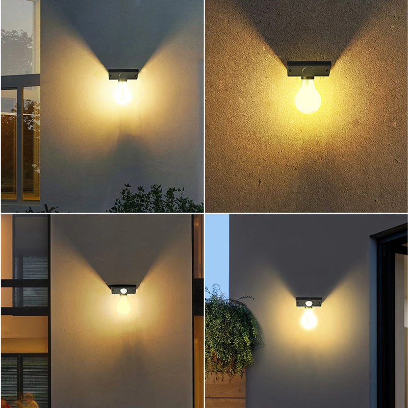 Solar LED Tungsten Filament Bulb Lamp COB Bulbs Light Control Human Body Induction Wall Lamp Waterproof IP65 For Outdoor Garden