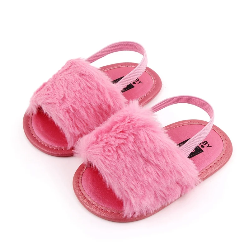 Infant Baby Boys Sandals Toddler Summer Shoes Newborn Bebes Soft Anti-slip Sole Footwear for 1 Year Old Girls Cute Fur Sandalen