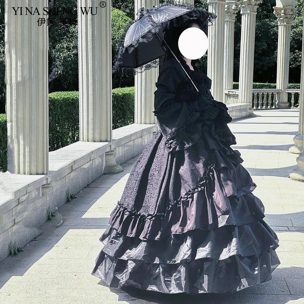 Lolita Dress Vintage Palace Square Collar Lace Bowknot High Waist Long Victorian Gothic