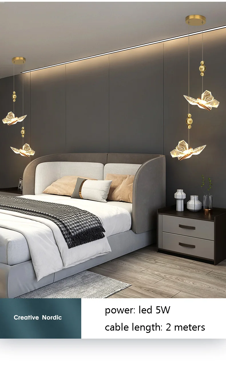 Interior para Casa Sala de Estar Borboletas Luzes Pingente Nordic Iluminação Cozinha Quarto Sofá Decoração Cristal Lâmpada Pendurada Led 8 Online shopping