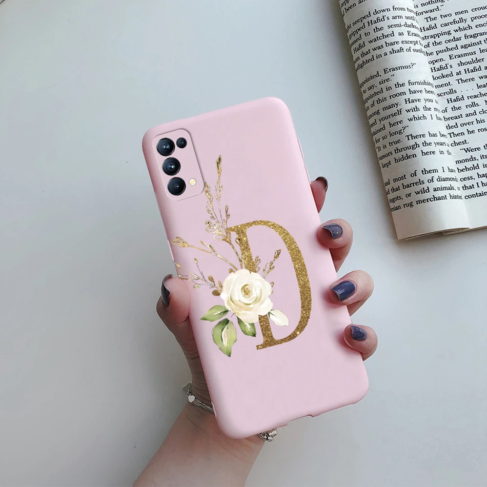 For OPPO Find X3 Lite Case Flower Alphabet Letters Capa Bumper Phone Back Shockproof TPU Soft Cover For OPPO Find X3 Lite Fundas cases for oppo cases