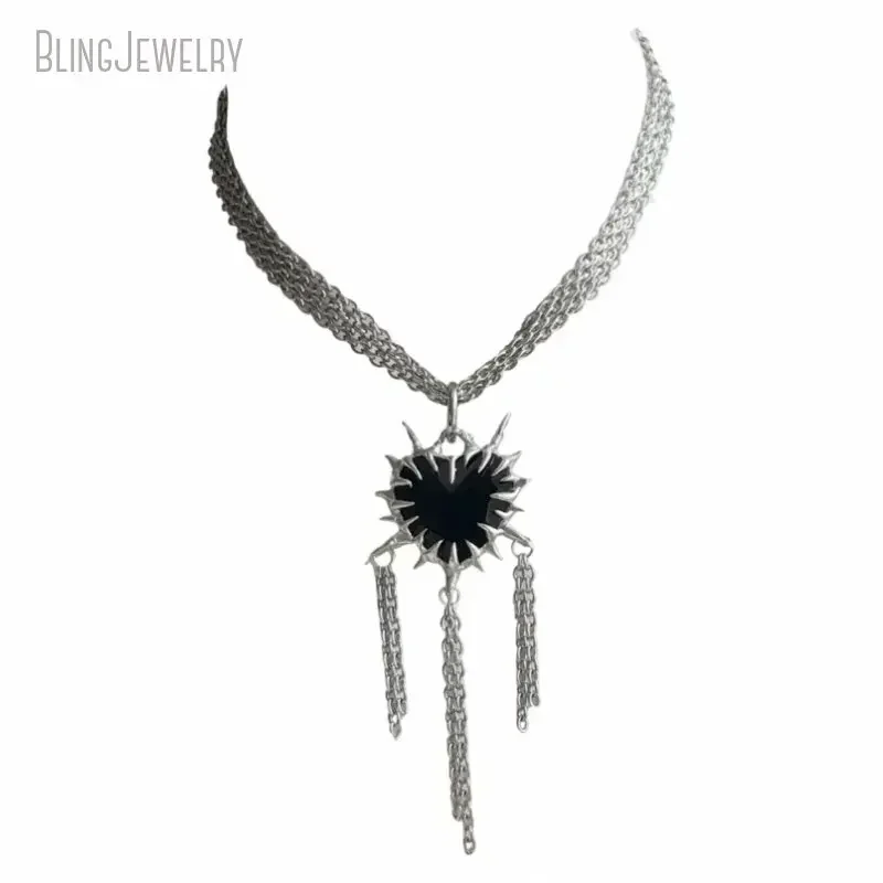 10pcs Black Goth Witchy Spiky Thorn Heart Stainless Steel