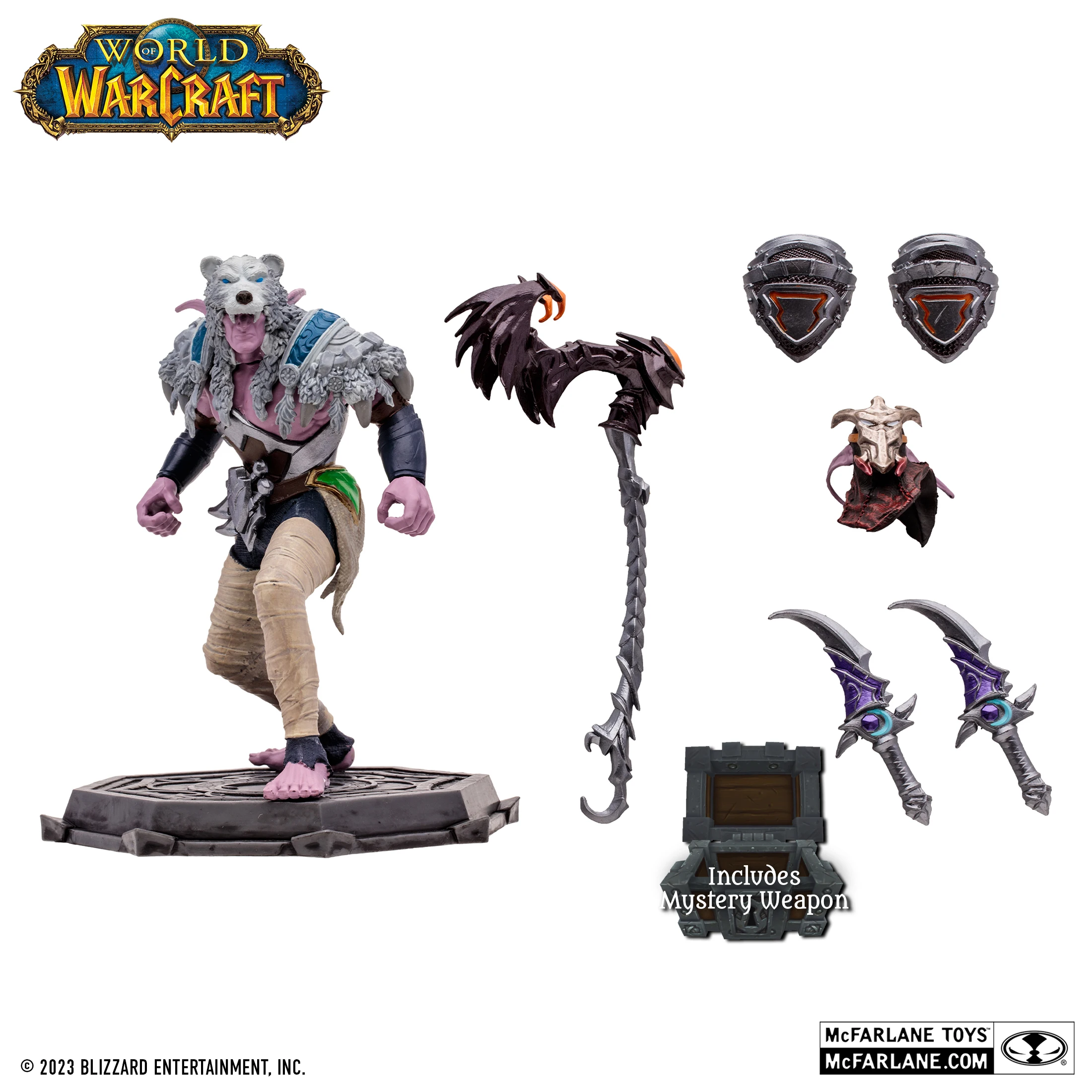맥팔레인 월드 오브 워크래프트 완구, 언데드 프라이스트, 언데드 워록, ORC 워리어, ORC 샤먼, 엘프 드루이드, 엘프 로그, 7 인치 모델