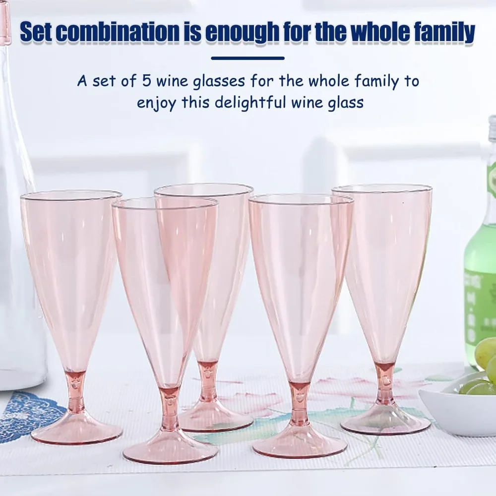 Home Foldable Champagne Wine Glasses Set Reusable Plastic Wine Glasses with Storage Bottle Suitable for Outdoor Camping Travel