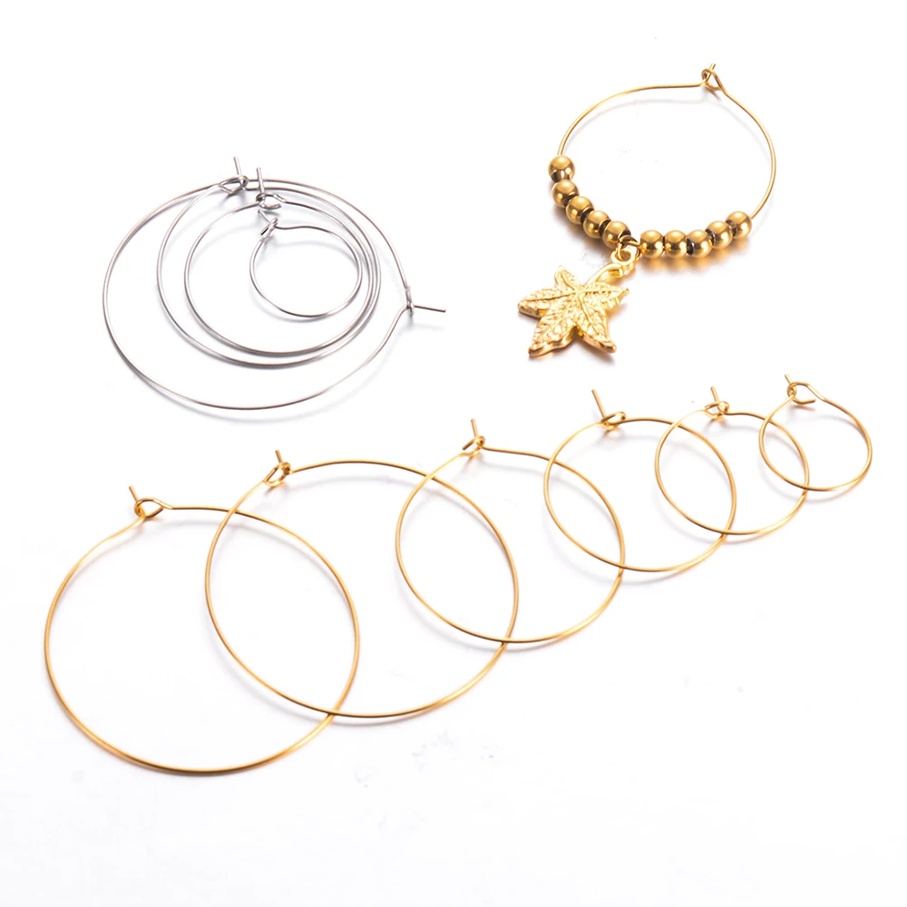 

30pcs/Lot Stainless Steel Big Circle Wire Hoops Loop Earrings Round for DIY Dangle Earring Charms Jewelry Making Hand Made