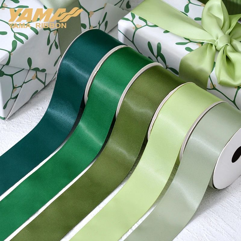 Yama 25 28 32 38 Mm 100yards/lot Single Face Satin Ribbon Light And Dark  Green For Party Wedding Decoration Handmade Rose Flower - Ribbons -  AliExpress