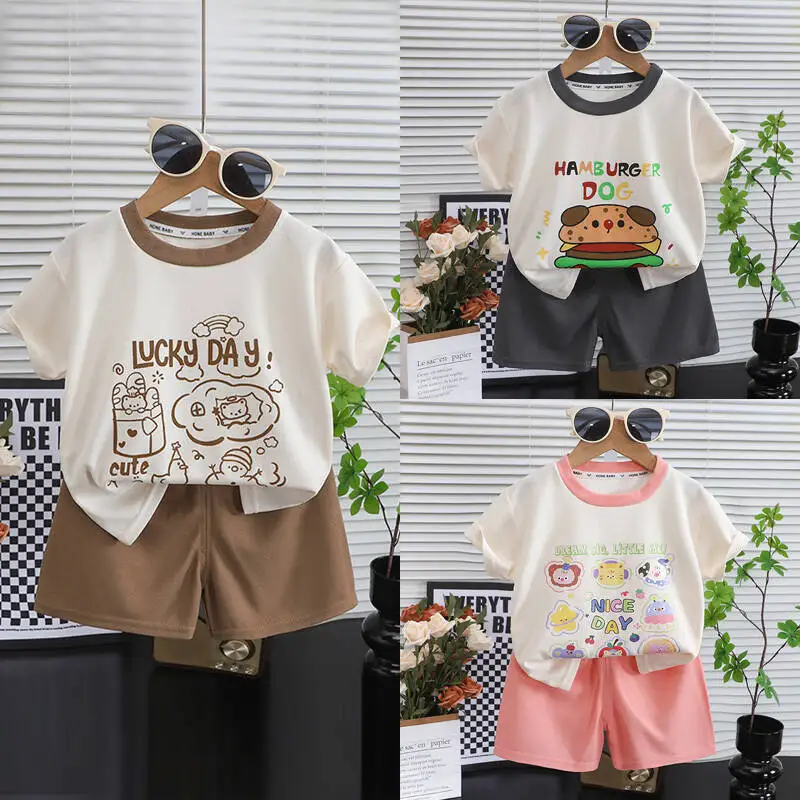 Kids Set Children Clothes Boys Girls T-shirt Shorts 2PCS Summer Short Sleeve Baby Children Clothing Suit Comfort