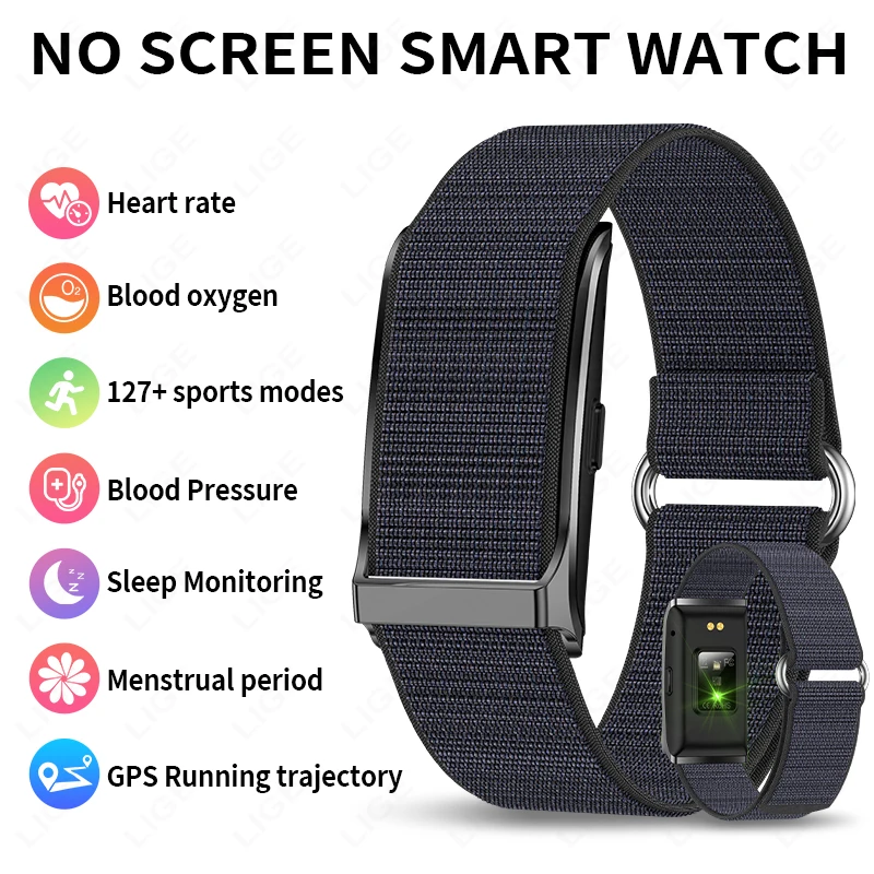 LIGE 2025 No Screen Smart Watch GPS Trajectory Ultra-long Use Blood Oxygen Blood Pressure Monitoring Sport Bracele Smartwatch