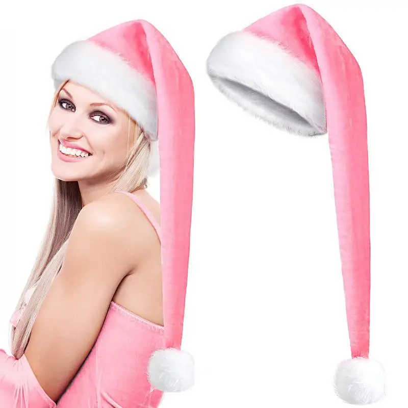 Large Santa Hat Soft Christmas Plush Hats Unisex Adults Cosplay Costume Christmas Hat For New Year Holiday