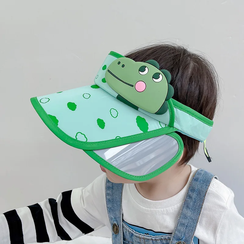 2023 Summer Kids Adjustable Brim Sun Hat Cute Cartoon Dinosaur Boys Hats Outdoor Beach UV Protection Cap for Girls 2-6Y