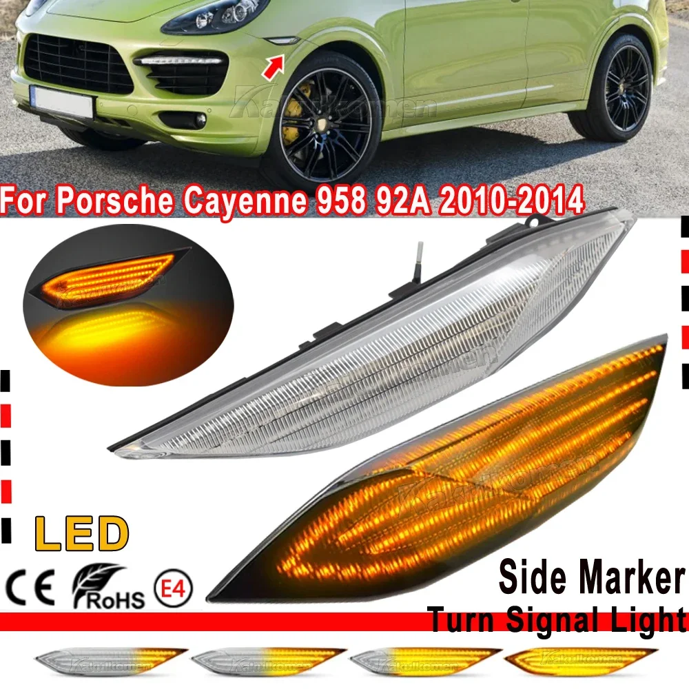 LED Side Marker Light / Turn Signal For Porsche Cayenne 958 (2011-2014) - Clear Or Black Housing
