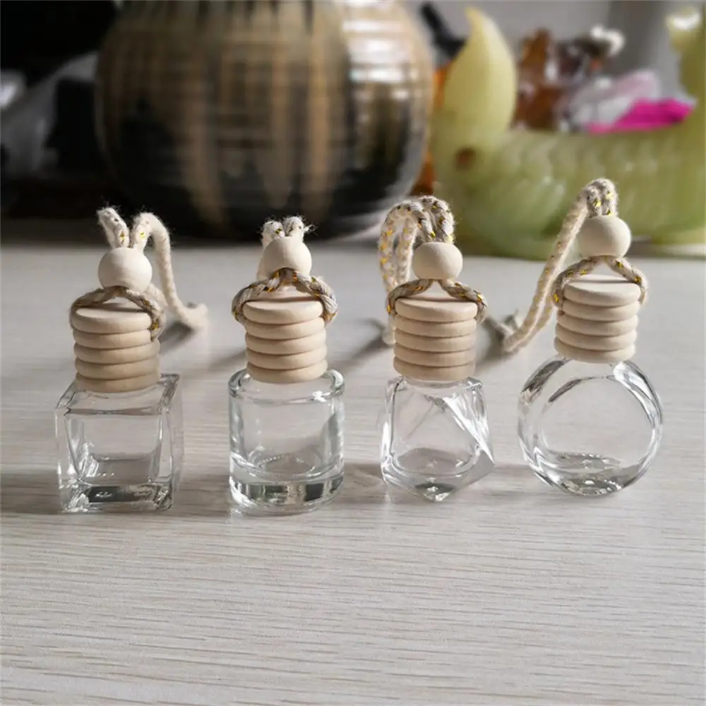 Car Hanging Glass Bottle Empty Perfume Aromatherapy Refillable Diffuser Air Fresher Fragrance Pendant Ornament 1~5PCS