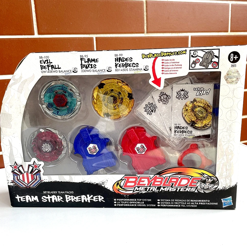 

Оригинальный BEYBLADE BB110 & BB95 & BB99 ограниченный редкий ретро в наличии, Beyblade Metal Masters Star Breaker набор, 3-Bey Pack