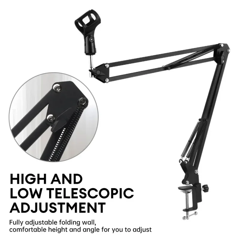 Microphone Stand Microphone Mount Clamp Foldable Extendable Adjustable Suspension Boom Scissor Arm Mic Cantilever Holder Phone Clamp table