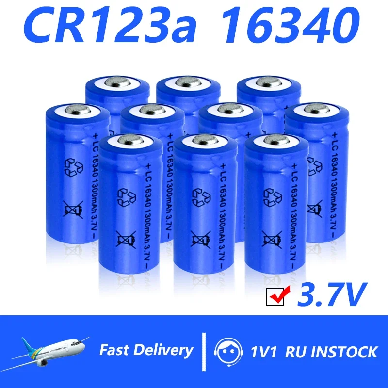 16340 Bateria Recargable De Iones De Litio, Cr123A, 123A, Cr123, Icr, 16340, 1300Mah, 3,7 V, 2 Uds.
