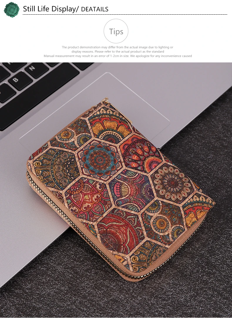 Cross border multifunctional Bohemian style short women's wallet, wood grain multi card slot wallet, large capacity portable car