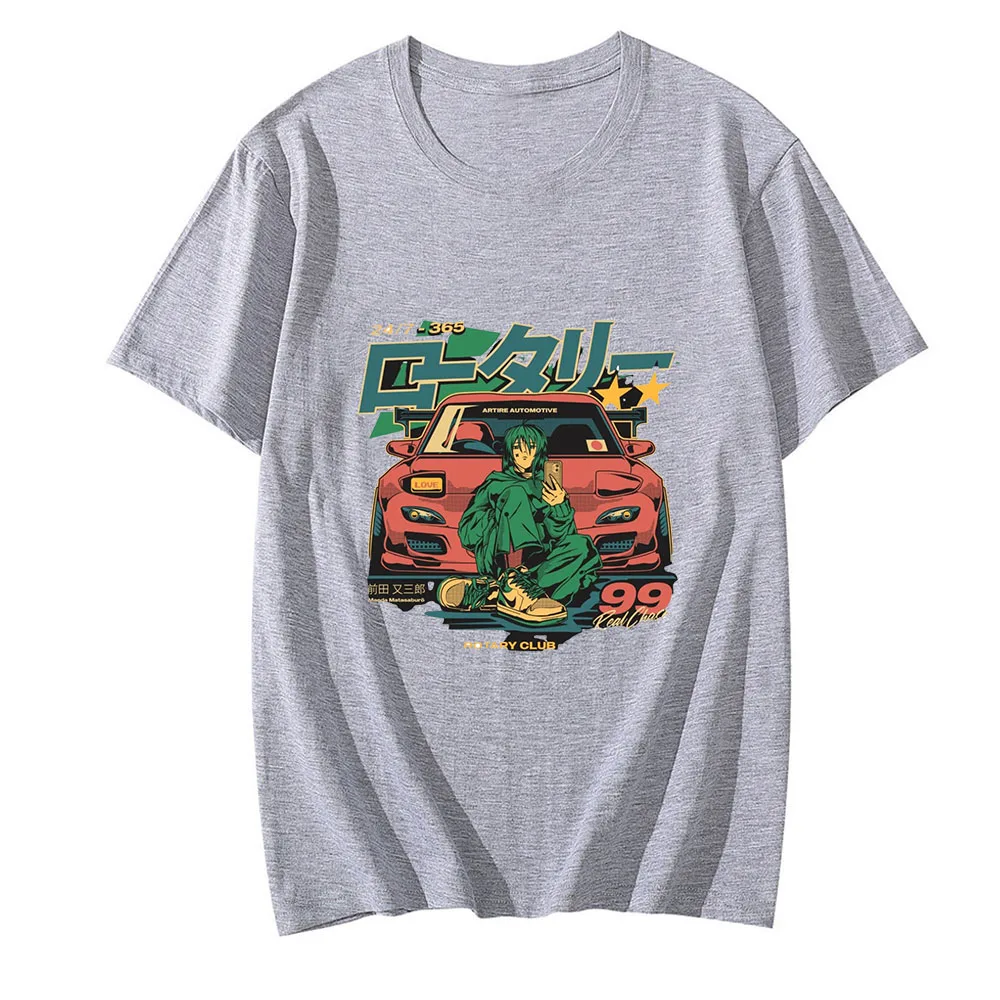 Initial D GTO Car T Shirt Japanese Anime T Shirt Men Clothes Short Sleeve Shirt Summer Fashion Trend Tops 100% Cotton