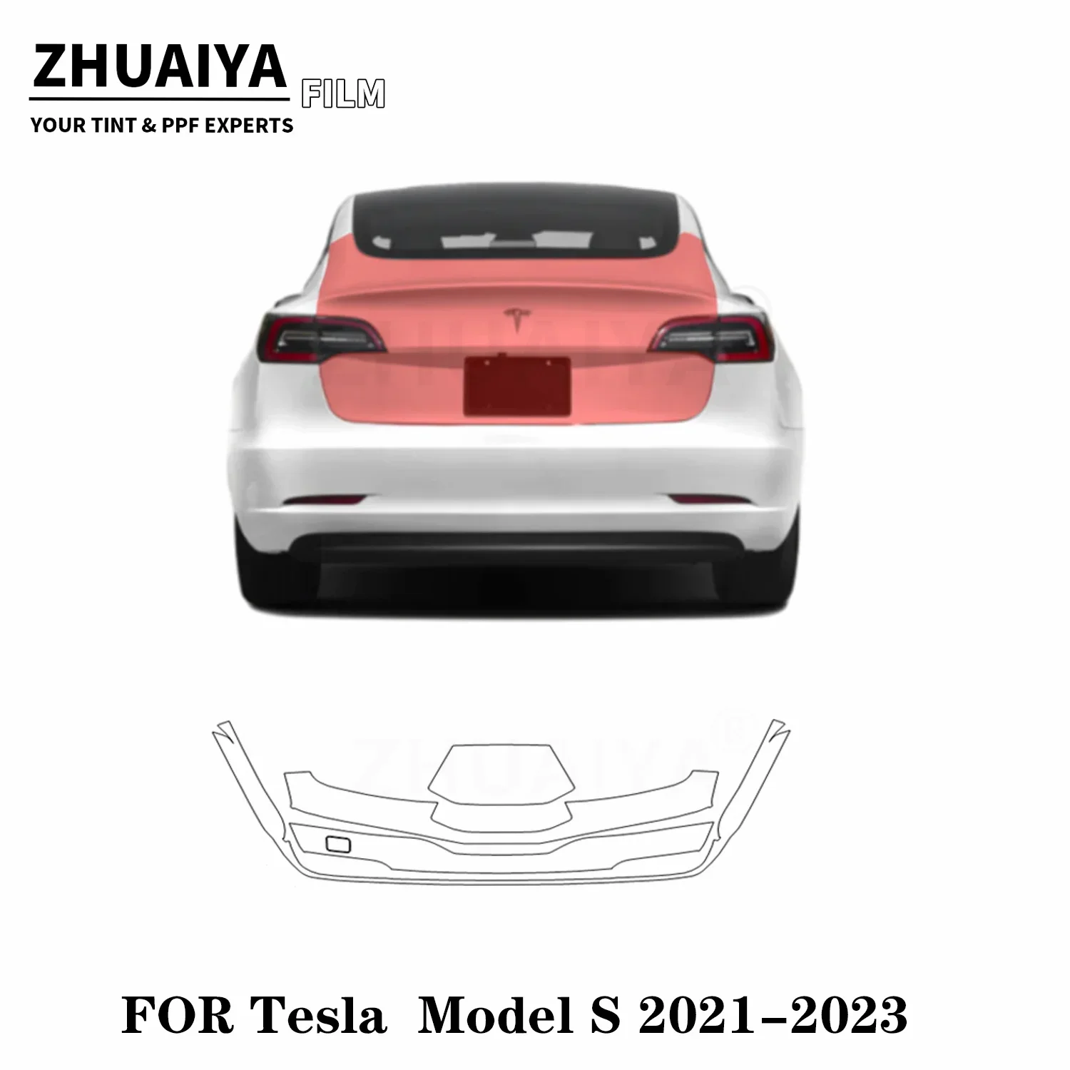 

For Tesla Model S Rear Hatch PPF Paint Protection Film 8mil 2021 2022 2023 car body film