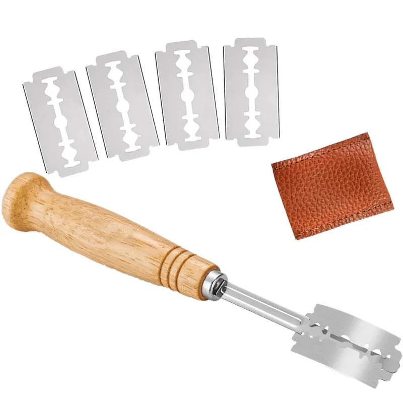 Bread Lame with 5 Blades Bakers Lame Slashing Tool Dough Making Slasher Baking Sour Bread Starter Jar Scoring Knife Razor Cutter baking tool,baking accessories