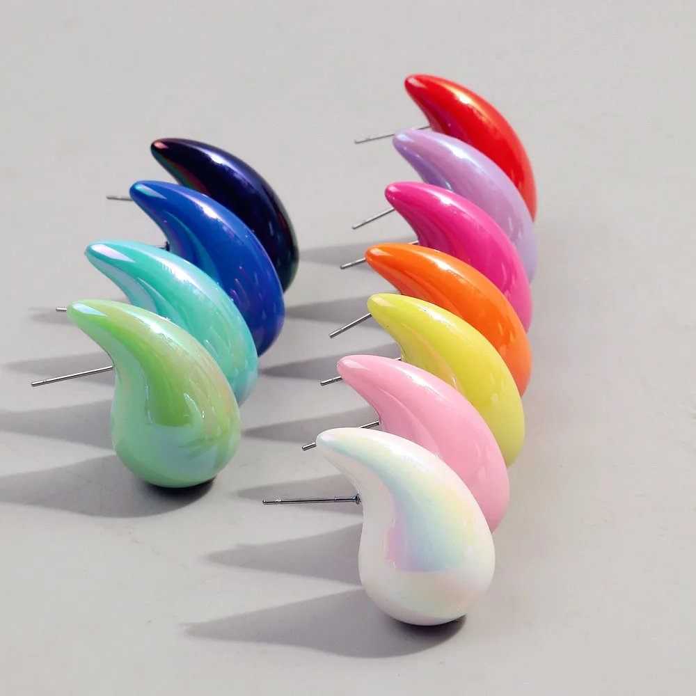 

New Mabei Colorful Acrylic Chunky Waterdrop Earrings Dupes for Women Smooth Thick Dome Drop Earring Hoop Y2K Jewelry Lightweight