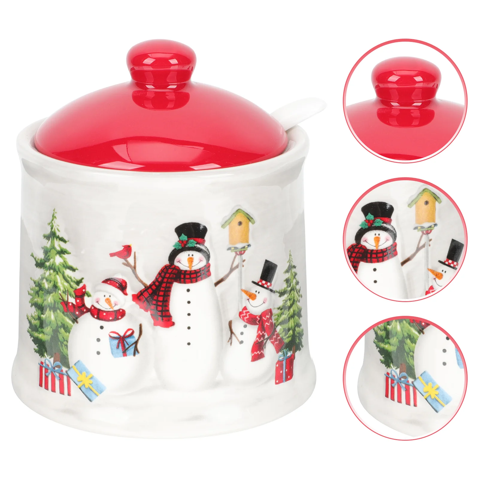 

Ceramic Snowman Condiment Jar Christmas Candy Jar Decorative Seasoning Box Kitchen Food Storage Container Tea Canister Sugar