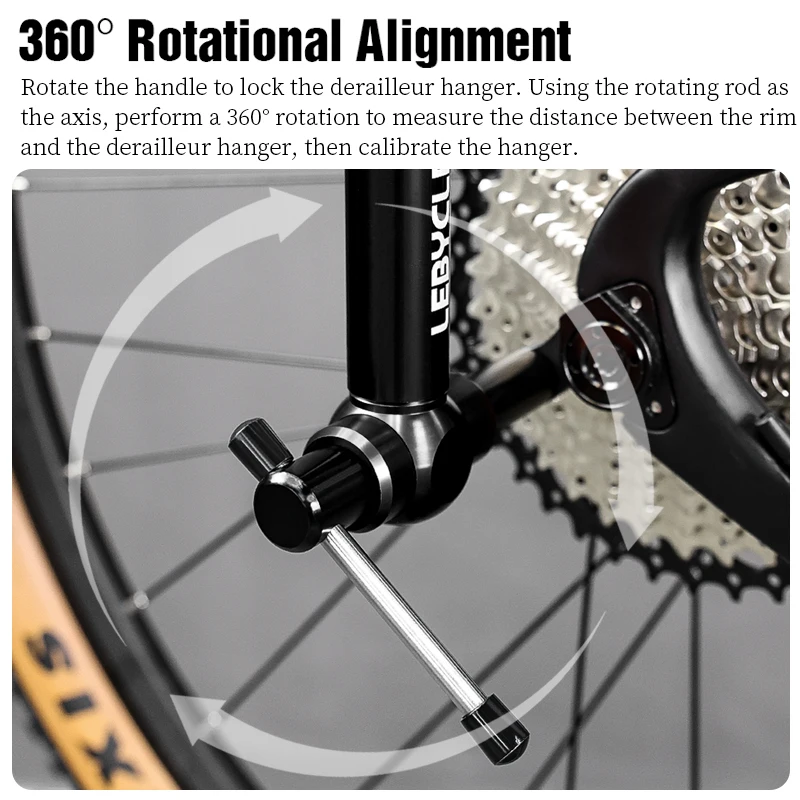 LEBYCLE MTB 로드 바이크 변속기 행어 정렬 게이지 전문 자전거 테일 훅 360 °   회전 정렬 교정 수리 도구
