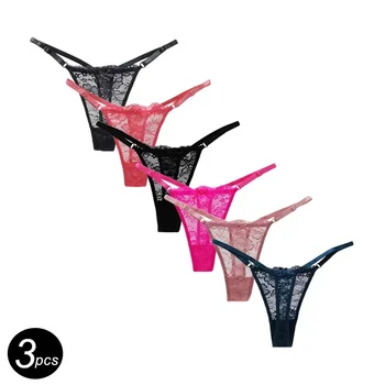 3 pezzi/set perizoma in rete con cinturino regolabile e perizoma da donna sexy a vita bassa senza cuciture vedere attraverso le mutande femminili 1