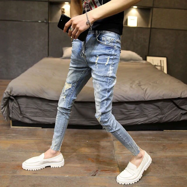 Skinny Jeans Men 2021 Korean Fashion Men Streetwear Thin Pencil Pants  Stretch Pants Casual Red Clothes For Teenagers Trousers - AliExpress