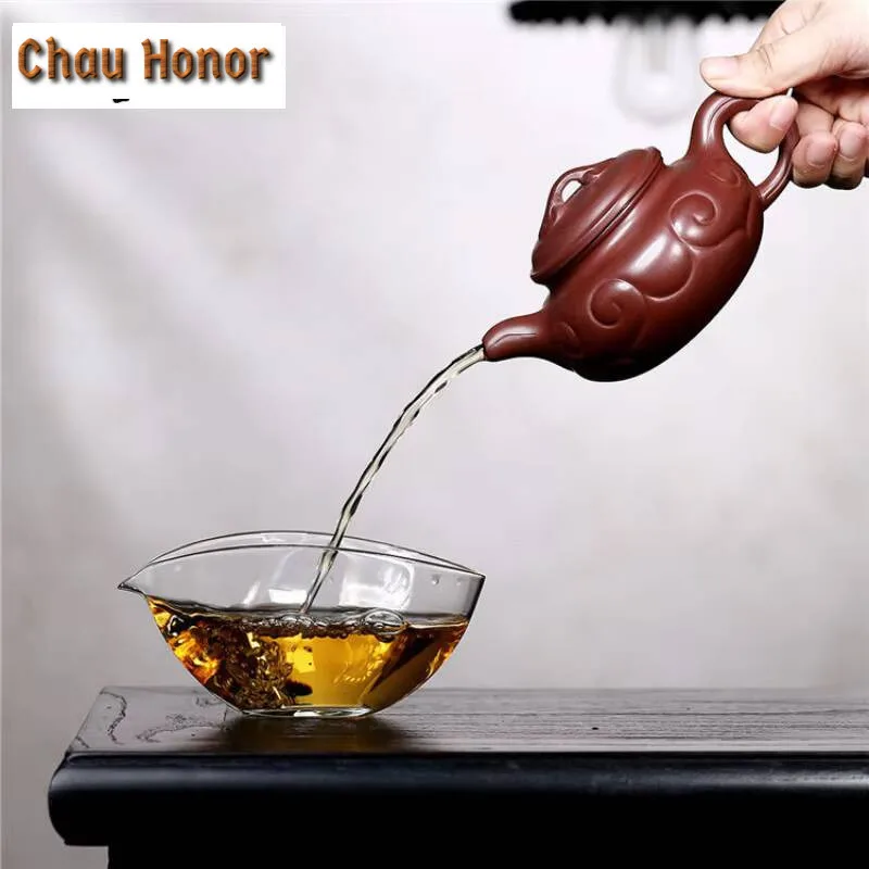 260ml Boutique Yixing Purple Clay Teapots Handmade Pot Raw Ore Dragon's Blood Sand Kettle With Strainer Zisha Tea Set Collection