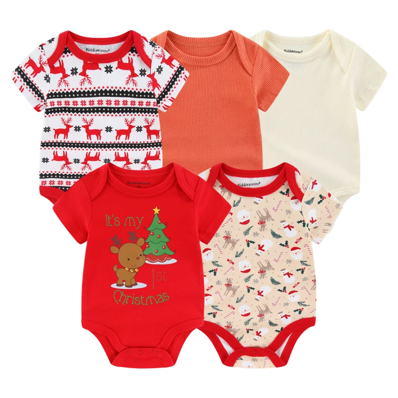 5 piece Soft Cotton Cartoon Short Sleeve Onesies 22