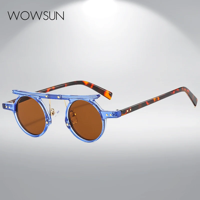 

WOWSUN Модные солнцезащитные очки в стиле панк женские роскошные брендовые солнцезащитные очки мужские ретро трендовые индивидуальные двухцветные градиентные линзы затенение UV400