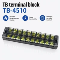 1Pcs TB4510 45A 600V Dual Row Barrier Screw Terminal Block Strip Wire Connector Insulated DIY Electrical Fix Fence High Quality 1