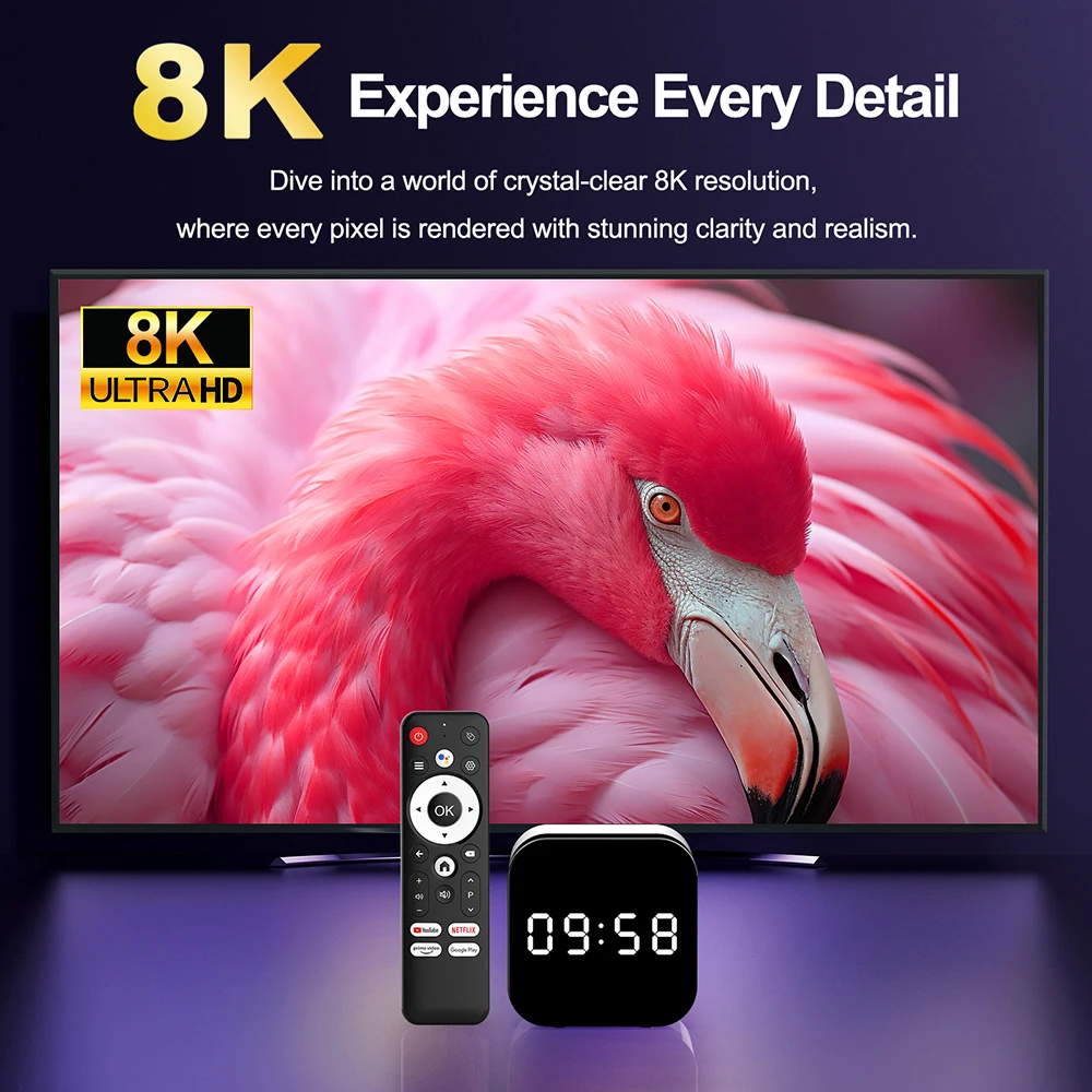 KimTin RAM 8GB ROM 128GB H728 Tv Box android 4KX2K Smart Android 14.0 TVBOX 2.4G 5G Wifi 2G 16G IP TV 1000M Set Top Box