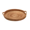 Rattan Serving Tray Round Woven Wicker Basket Decorative Rustic Table Tray with Handles for Serving Dinner Parties Breakfast 3