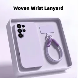 Fashion Woven Wrist Lanyard with Liquid Silicone Case Sleeve - Galaxy S26 Plus (Light Purple)