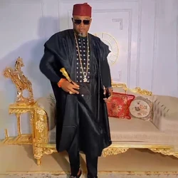 H&D New African Clothes for Men Traditional Rich Bazin Original Embroidery White Clothing Men 3 PCS Set Wedding Party Ramadan