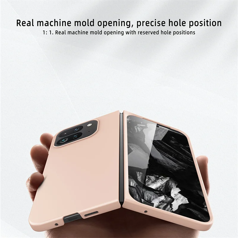 For Google Pixel Fold 2 Shell Film Lntegrated PU Hinge Folding Phone Case Lnvisible Bracket Lens Film Phone Protective Cover