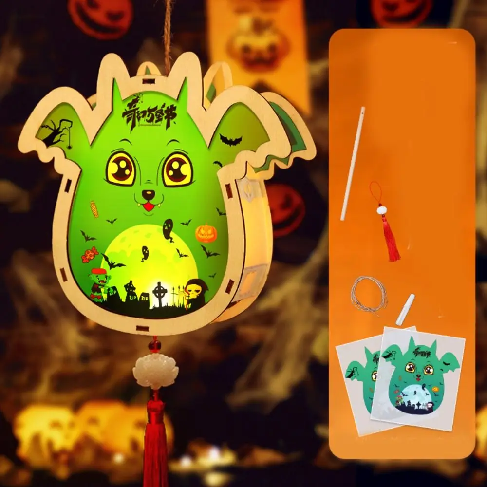 Luminous Halloween Lantern DIY Handheld Pumpkin Handmade Lantern Witch Pirate Captain Halloween Pumpkin Lantern